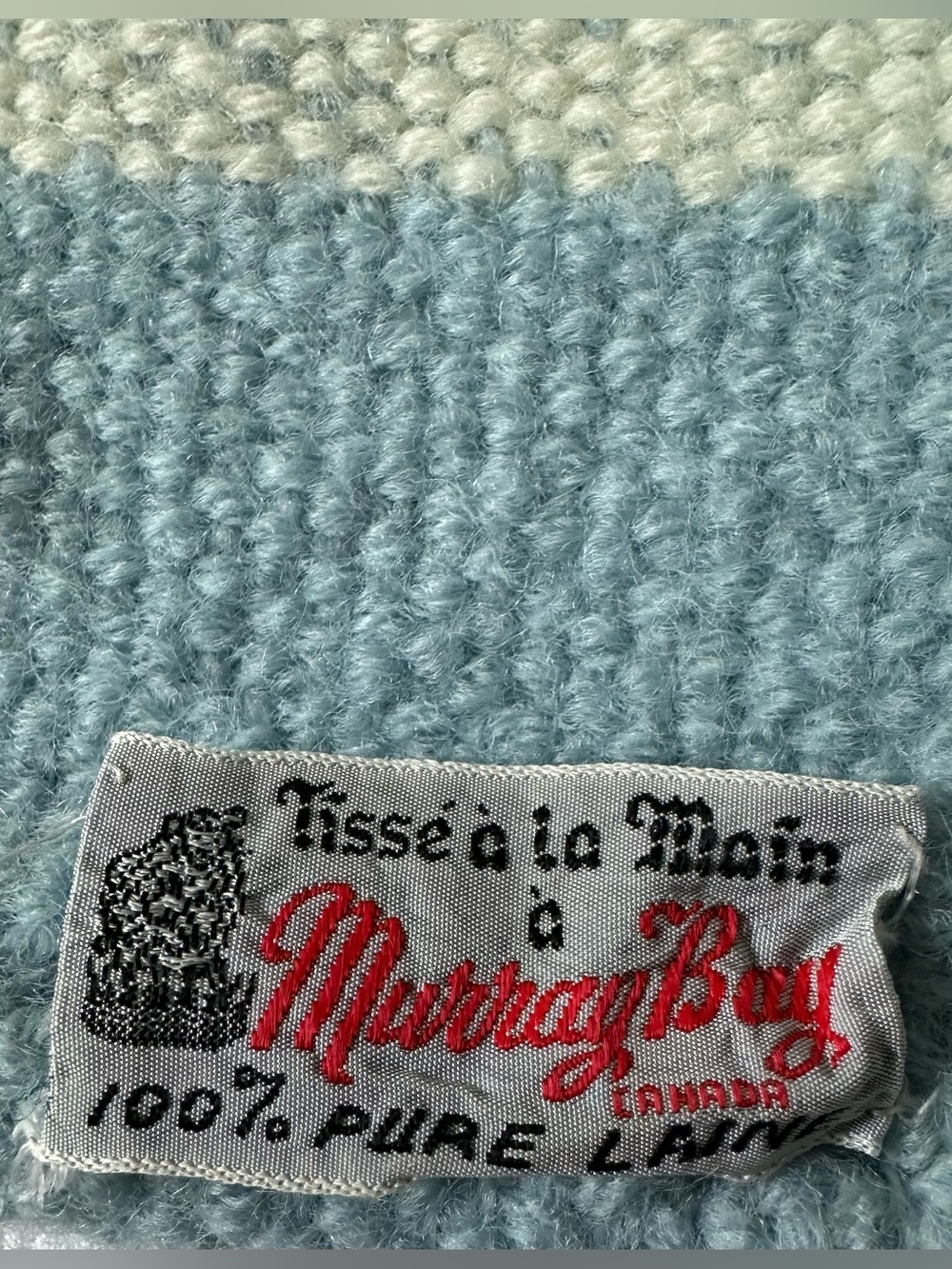 Murray Bay handwoven baby blanket 100% wool 1967